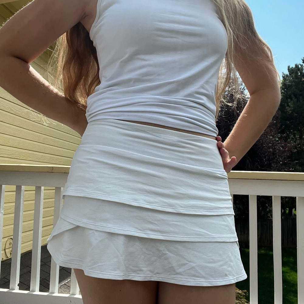 Athleta Ivory Layered Skater Skirt